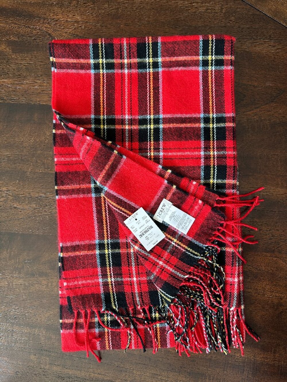 J. Crew Red Tartan Plaid Holiday Scarf Wrap